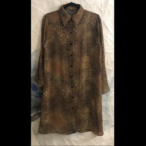 A Wild Thyme Long Chiffon Collar Button Down